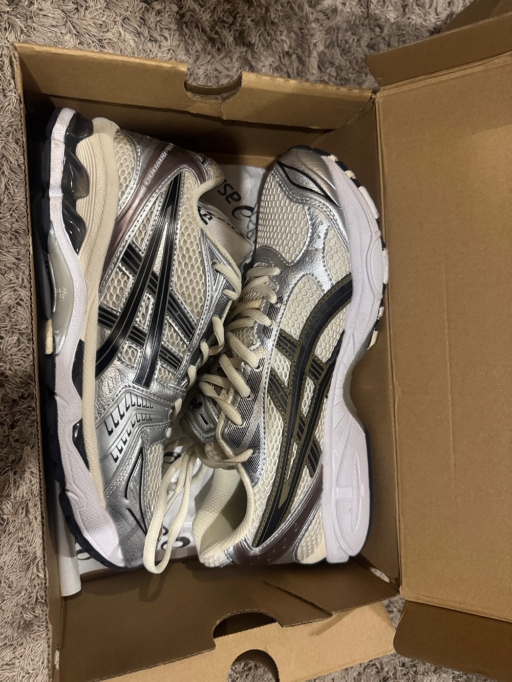 Asics Silver, Black & Cream Running Shoes